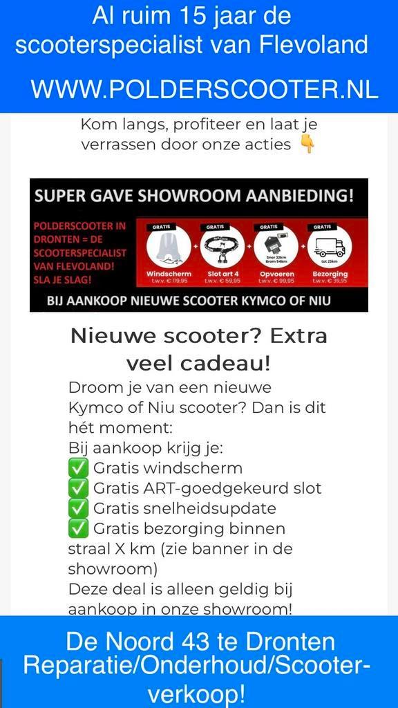Scooter reparatie/onderhoud/nieuwe+2e hands scooters Dronten, Diensten en Vakmensen, Fietsenmakers en Bromfietsenmakers, Brommerreparatie