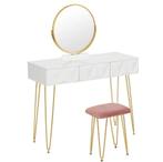 Make-uptafel met draaibare spiegel, lades en kruk, Huis en Inrichting, Tafels | Kaptafels, Verzenden, Nieuw