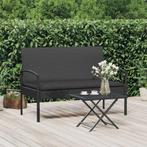 vidaXL Tuinbank met kussen 105 cm poly rattan zwart, Verzenden, Nieuw, Rotan