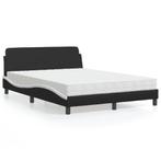 vidaXL Bed met matras kunstleer zwart en wit 140x190 cm, Overige materialen, Verzenden, Zwart, Nieuw