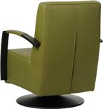 Groene leren industriële draaistoel - staal zwart frame met, Nieuw, Ophalen of Verzenden, Modern, 50 tot 75 cm