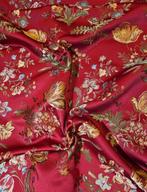 300x300cm!! San Leucio bloemenweefsel in Bordeaux-roodkleur