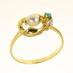 Ring - 18 karaat Geel goud Parel - Diamant, Sieraden, Tassen en Uiterlijk, Ringen, Nieuw