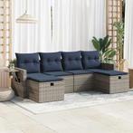 vidaXL 6-delige Loungeset met kussens poly rattan grijs, Tuin en Terras, Tuinsets en Loungesets, Verzenden, Nieuw, Rotan, Loungeset