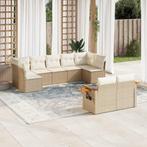 vidaXL 9-delige Loungeset met kussens poly rattan beige, Verzenden, Nieuw, Rotan, Loungeset
