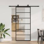 vidaXL Schuifdeur met beslagset 90x205 cm ESG glas zwart, Doe-het-zelf en Verbouw, Deuren en Horren, Verzenden, Nieuw