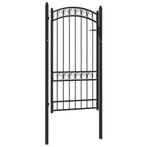 vidaXL Poort met gebogen bovenkant 100x175 cm staal zwart, Verzenden, Nieuw