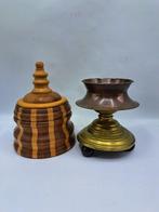 Tabakspot - Tafelstukken - Hout, Koper, Messing -