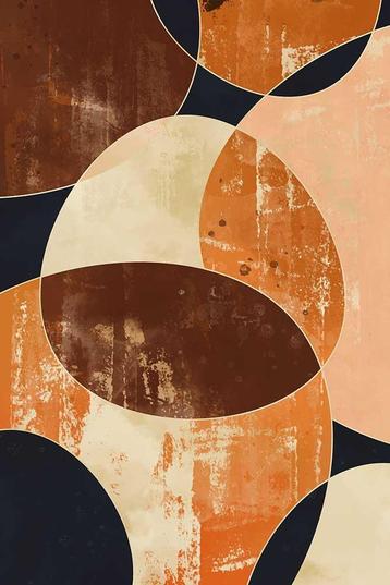 Abstracte wanddecoratie in warme aardetinten beschikbaar voor biedingen