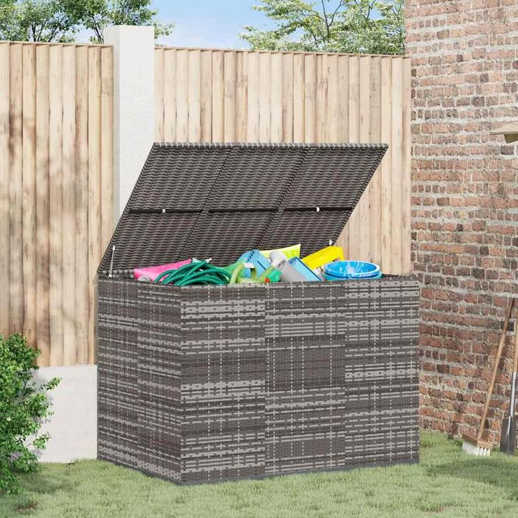 vidaXL Tuinbox 145x100x103 cm polyetheen rattan grijs, Tuin en Terras, Overige Tuin en Terras, Nieuw, Verzenden