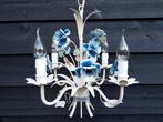 Kroonluchter - Floral - Smeedijzer - Tole blauwe bloemen, Antiek en Kunst