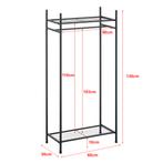 Kledingkast open kast zwart met 2 planken 130x60x30 cm, Huis en Inrichting, Verzenden, Nieuw