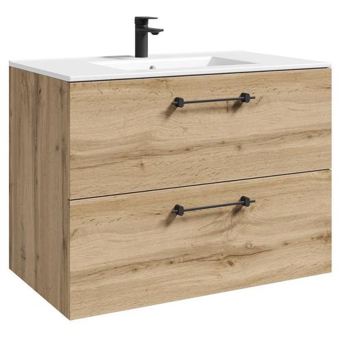 Badplaats Badkamermeubel Muro 80 cm - Eiken - Badmeubel, Huis en Inrichting, Badkamer | Badkamermeubels, Nieuw, Wastafelkast, Verzenden