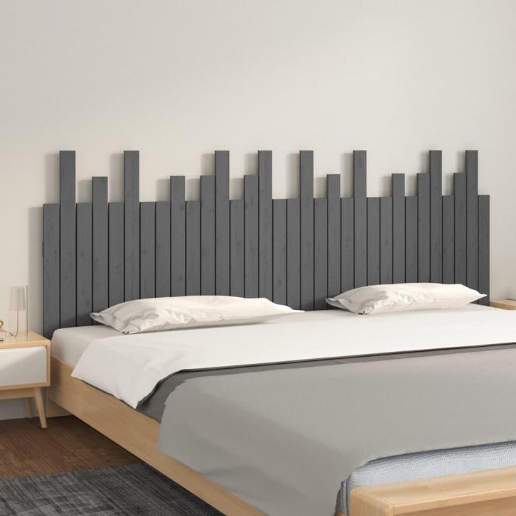 vidaXL Hoofdbord wandmontage 204x3x80 cm massief grenenhout, Huis en Inrichting, Slaapkamer | Bedden, Grijs, Nieuw, Hout, Verzenden