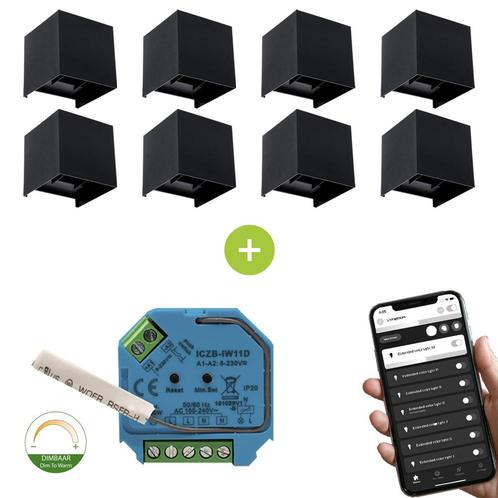 Smart LED Cube Wandlamp 6W Dim to Warm IP65 Zwart 2000-8, Huis en Inrichting, Lampen | Losse lampen, Ophalen of Verzenden