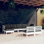 vidaXL 9-delige Loungeset met kussens grenenhout wit, Tuin en Terras, Tuinsets en Loungesets, Verzenden, Nieuw, Meer dan 8 zitplaatsen