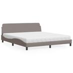 vidaXL Bed met matras Dover stof taupe 180x200 cm, Eenpersoons, Verzenden, Nieuw, 80 cm