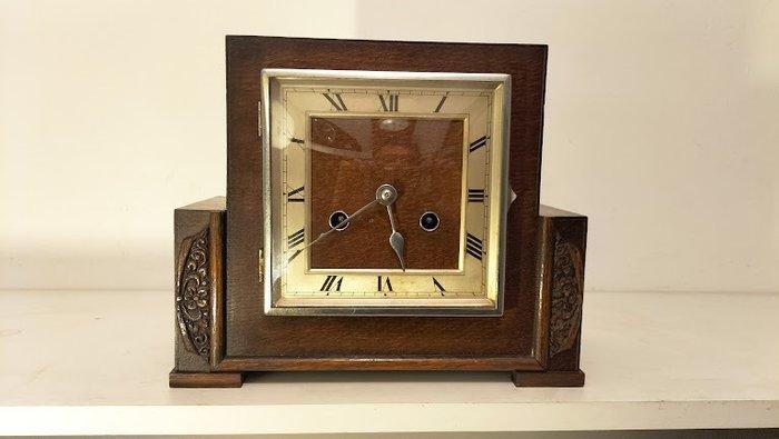 Klok - Art Deco kastklok-eiken-chroom - 1920-1930, Antiek en Kunst, Antiek | Klokken