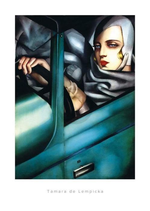 Kunstdruk Tamara De Lempicka - Self Portrait 50x70cm, Huis en Inrichting, Woonaccessoires | Schilderijen, Tekeningen en Foto's