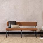 40% Korting: Industriële eetkamerbank Espen cognac eco-leer, Huis en Inrichting, Stoelen, Ophalen, Zo goed als nieuw, Bruin, Industrieel, Modern