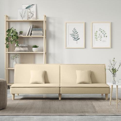 vidaXL Slaapbank stof crèmekleurig, Huis en Inrichting, Banken | Bankstellen, Nieuw, 200 tot 250 cm, Stof, Verzenden