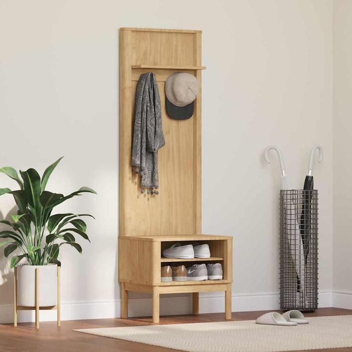 vidaXL Halkast FLORO Wasbruin 50 x 40 x 158 cm Massief, Huis en Inrichting, Banken | Voetenbanken en Poefen, Nieuw, Verzenden