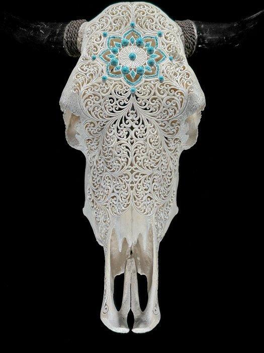 Geen reserveprijs - Grote witte uitgeholde stierenhoofd met, Verzamelen, Dierenverzamelingen