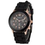 Fako - Horloge - Geneva - Siliconen Candy - Zwart, Verzenden, Nieuw