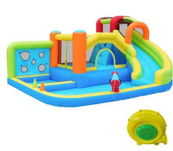 Groot Opblaasbaar Springkasteel met Trampolines en Waterpret, Kinderen en Baby's, Speelgoed | Buiten | Trampolines, Nieuw, Verzenden