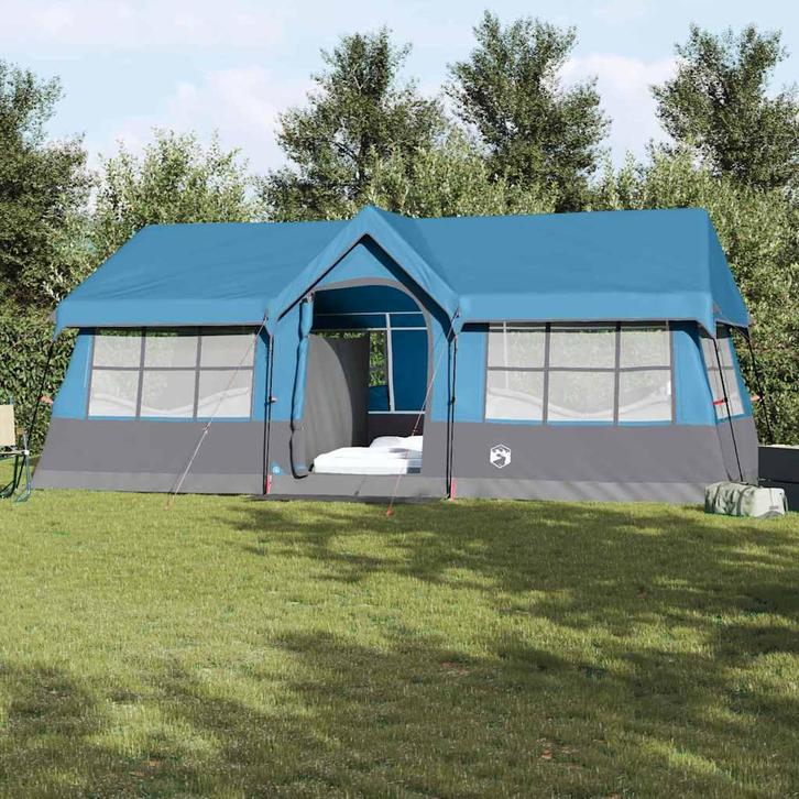 vidaXL Tenten met dak Blauw 622 x 295 x 238 cm Polyester, Caravans en Kamperen, Tenten, Nieuw, Verzenden