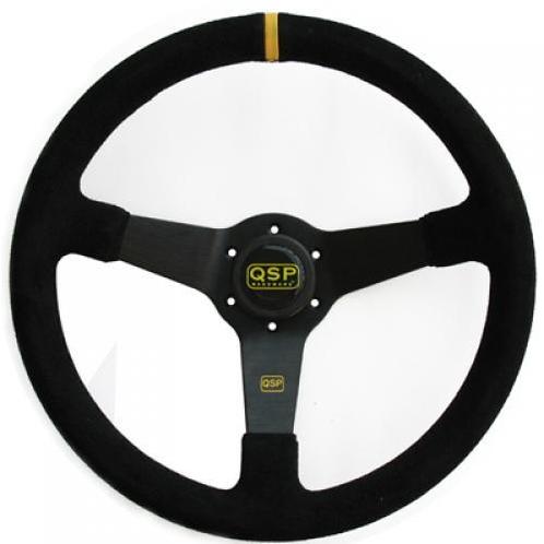 QSP Sportstuur Suede 70mm Diep Deep Dish Zwart B5616, Auto diversen, Autosport-onderdelen