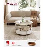 VASAGLE ronde Salontafel met opbergbak – diameter 75 cm -, Verzenden, Nieuw