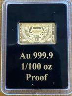 Duitsland. Gold bar Mauerfall., 1/100 Oz (.999) mit CoA, Postzegels en Munten
