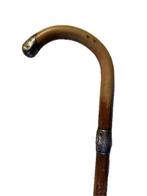 Wandelstok - Hout, Zilver - heren wandelstok, Antiek en Kunst