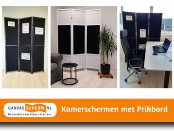 Kamerscherm 3 panelen - zwart wit - Prikbord - hout MDF beschikbaar voor biedingen