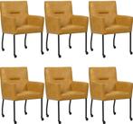 Set van 6 Cognac leren moderne eetkamerstoelen - Granada lee, Huis en Inrichting, Stoelen, Overige kleuren, Nieuw, Leer, Ophalen of Verzenden