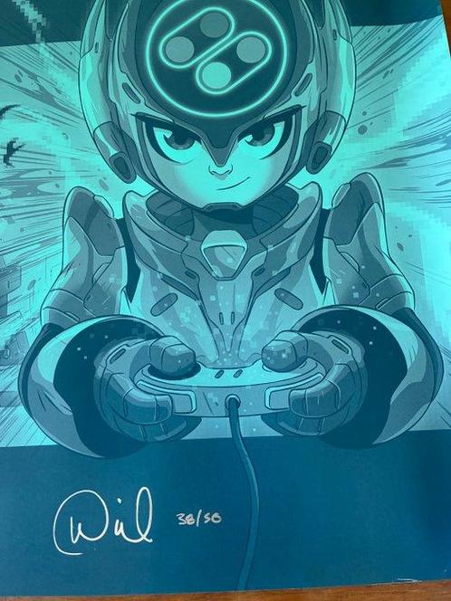 Nintendo-Wil Overton - super famicom - Poster Megaman -, Spelcomputers en Games, Spelcomputers | Overige Accessoires