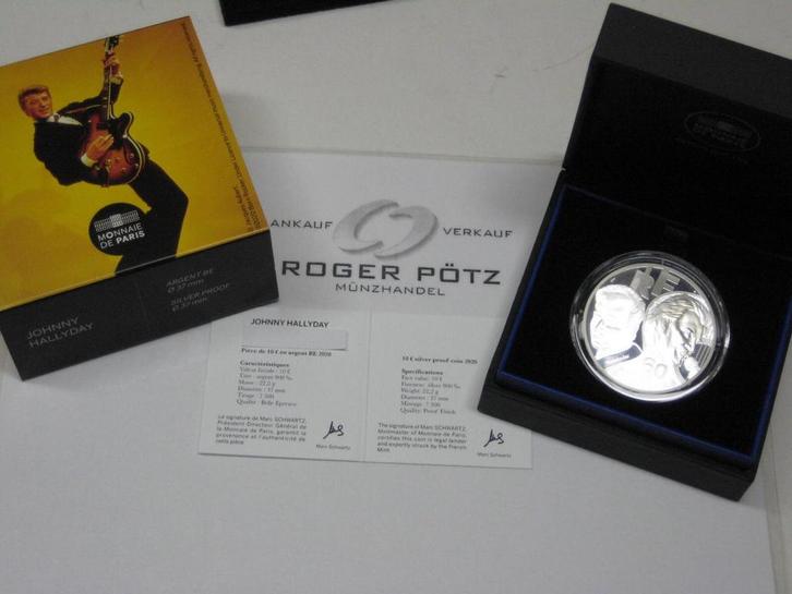 Frankreich 10 Euro 2020 Johnny Hallyday zilver Pp zilver, Postzegels en Munten, Munten | Europa | Euromunten, Verzenden