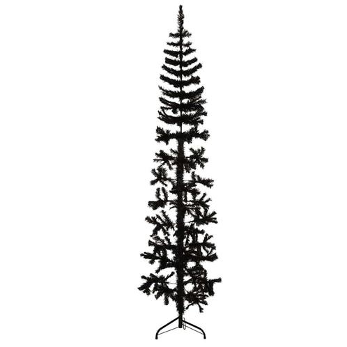 vidaXL Kunstkerstboom half met standaard smal 180 cm zwart, Diversen, Kerst, Nieuw, Verzenden