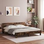 vidaXL Bedframe met hoofdeinde bewerkt hout gerookt eiken, Eenpersoons, Bruin, Verzenden, Nieuw