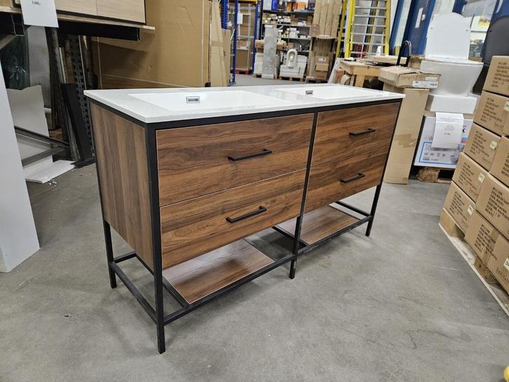 Badmeubel 140 x 46 x 84 cm 4 lades 2 wasbakken en 2, Doe-het-zelf en Verbouw, Sanitair, Bad, Nieuw, Ophalen of Verzenden