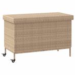 vidaXL Tuinbox met wielen 110x55x73 cm poly rattan gemengd, Verzenden, Nieuw