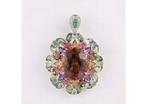 Ring - 18 karaat Witgoud - 37.55ct. tw. Toermalijn - Diamant, Nieuw