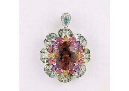 Ring - 18 karaat Witgoud - 37.55ct. tw. Toermalijn - Diamant, Sieraden, Tassen en Uiterlijk, Ringen