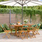 vidaXL Tuinstoelen 6 st inklapbaar stof en massief hout, Tuin en Terras, Tuinstoelen, Verzenden, Nieuw, Hout
