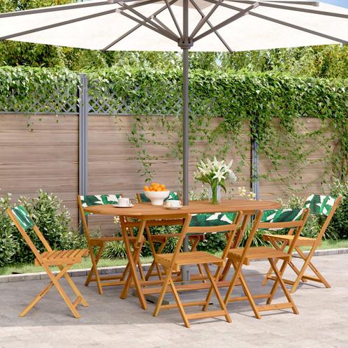 vidaXL Tuinstoelen 6 st inklapbaar stof en massief hout, Tuin en Terras, Tuinstoelen, Nieuw, Hout, Verzenden