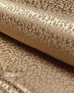 Satijn Jacquard Panter Camel, Hobby en Vrije tijd, Stoffen en Lappen, Nieuw, Beige