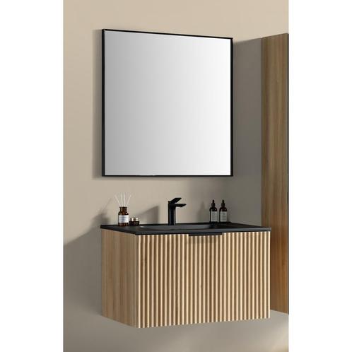 Badkamermeubelset BWS Bella 80 Cm Naturel Eik Mat Zwart, Doe-het-zelf en Verbouw, Sanitair, Bad, Nieuw, Ophalen of Verzenden