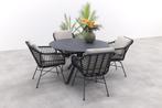 Margriet zand/Locarno 130 cm. ronde tuinset - 5-delig, Tuin en Terras, Tuinsets en Loungesets, Verzenden, Nieuw, Rvs, Tuinset