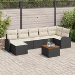 vidaXL Tuin Sofa Set 8 pcs Zwart, wit Groot, Verzenden, Nieuw, Rotan